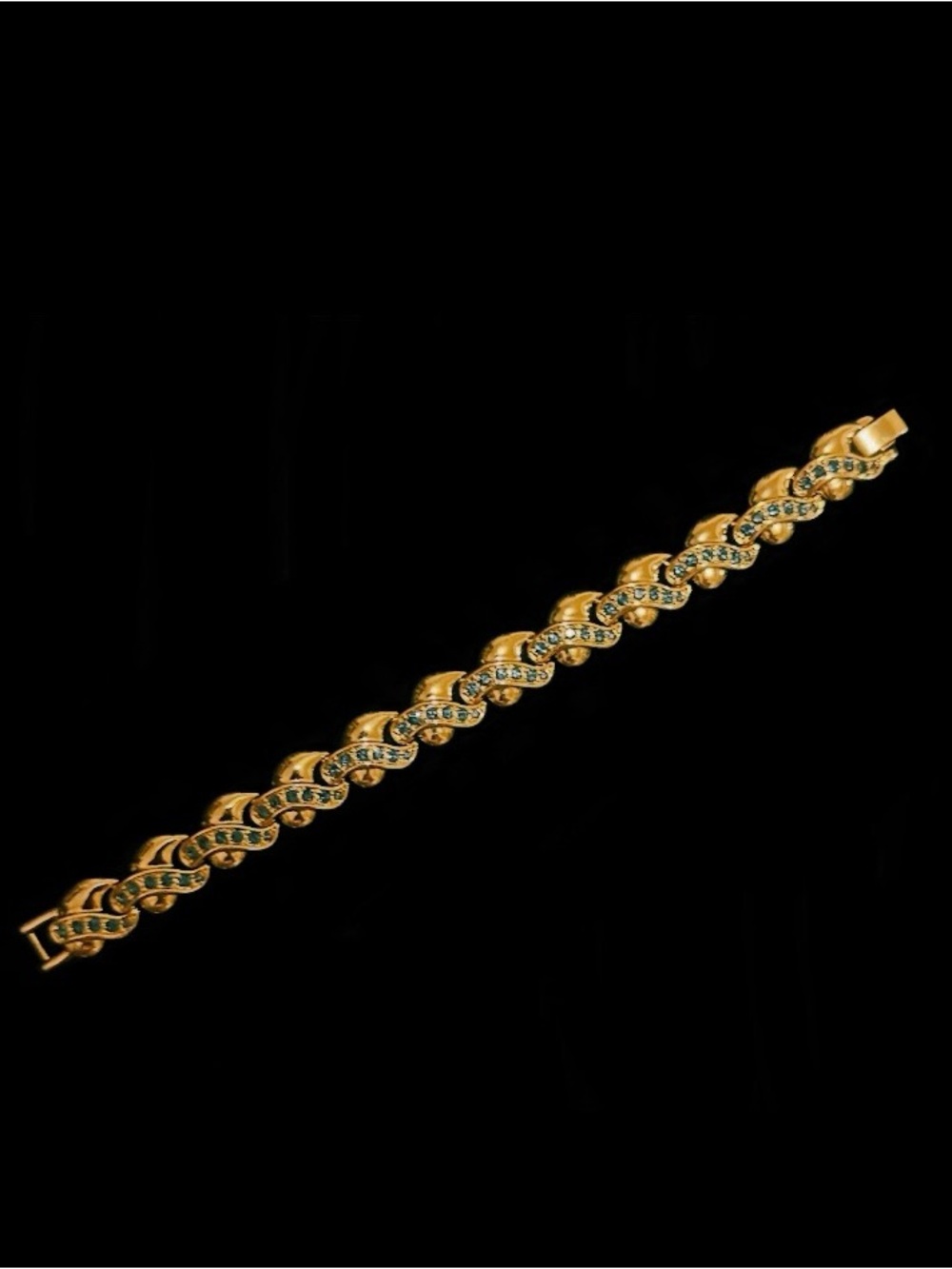 Vintage JBK Gold-Tone Linked Bracelet with Emerald Accent - Women Jewelry